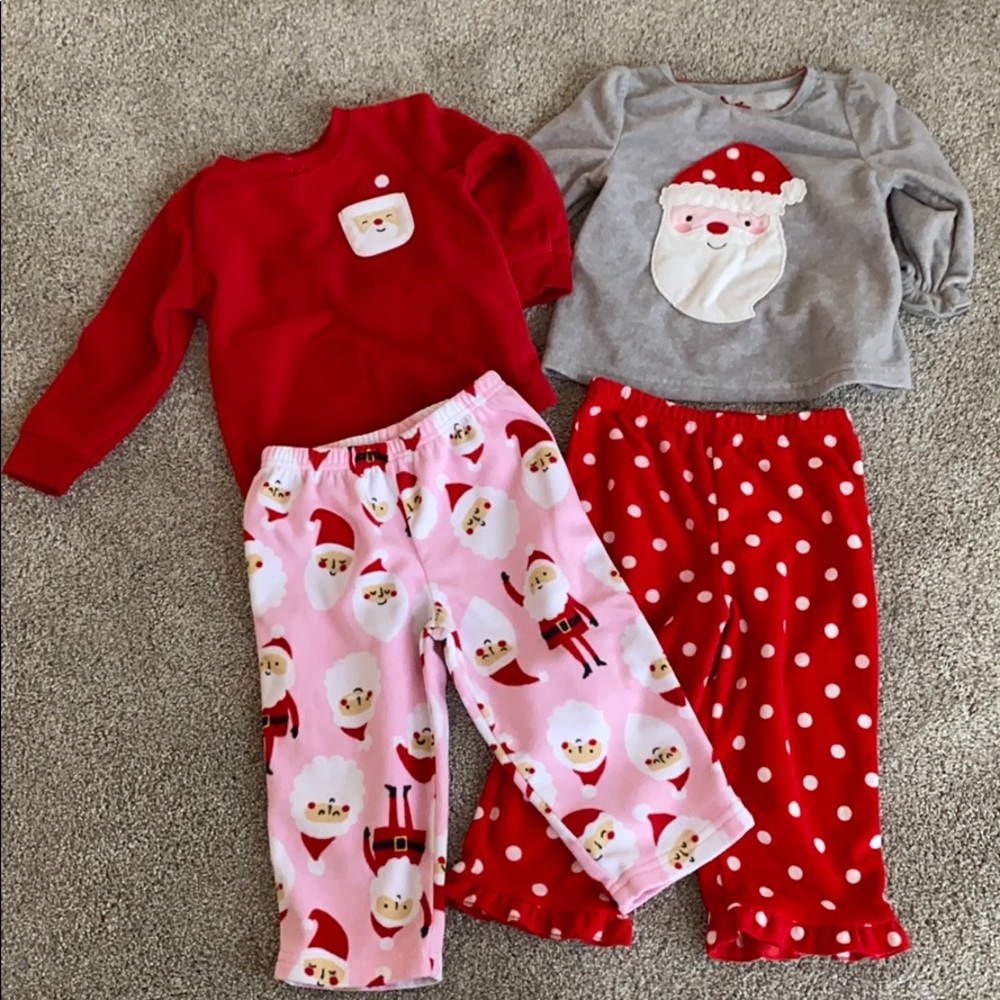 2 pairs of fleece Christmas Pjs. EUC
